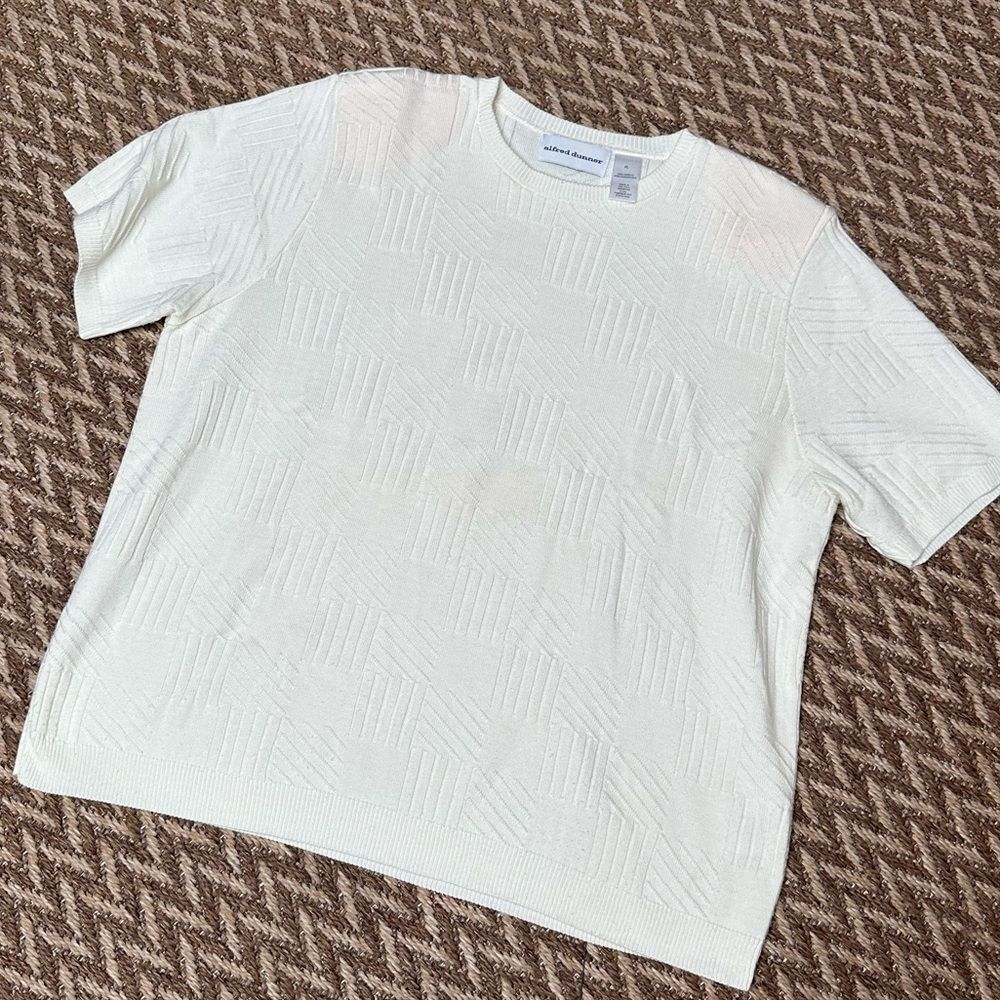 Alfred Dunner Cream geometric Short Sleeve Tee